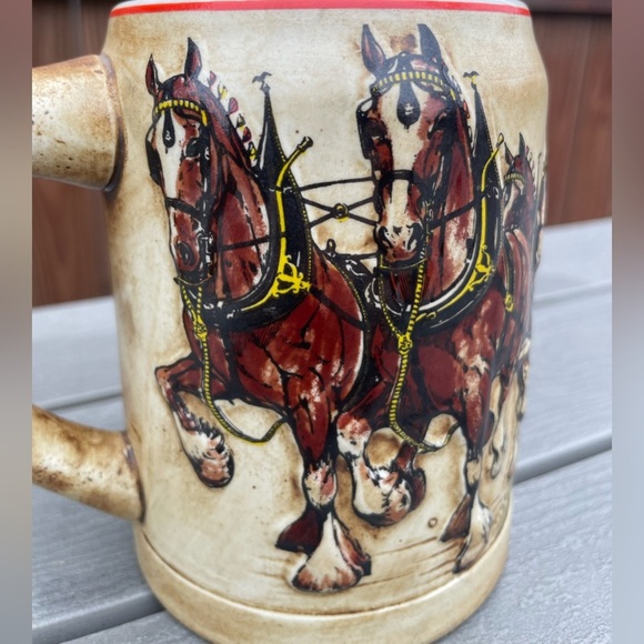 Vintage 1980's Budweiser Champion Clydesdales Holiday Ceramarte Mug Beer Stein - Picture 2 of 11